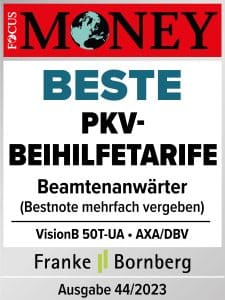 Focus Money Beste PKV-Beihilfetarife Beamtenanwärter 442023